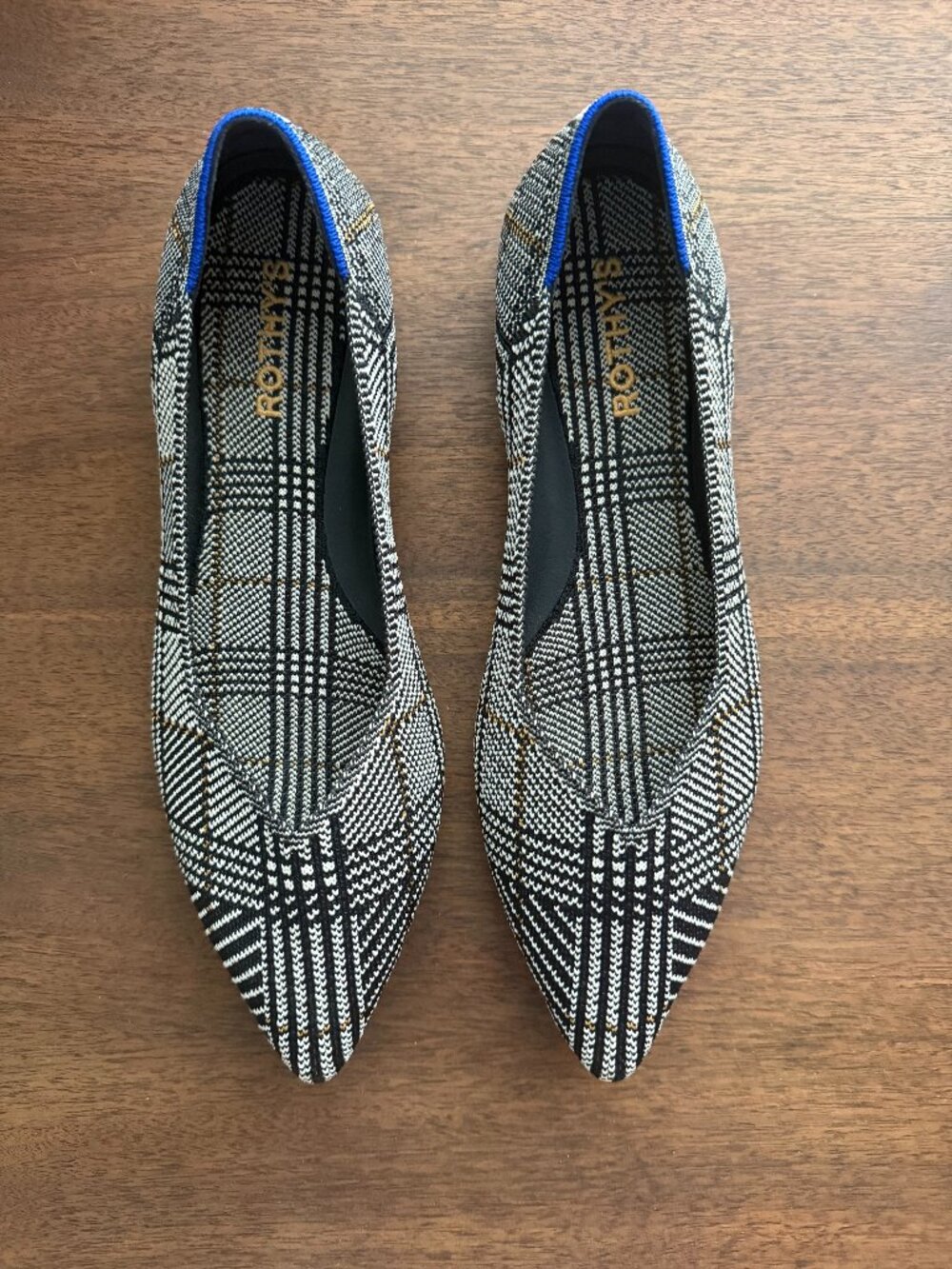 Rothy's The Point II Flats | Black Glen Plaid | 9 RARE FIND